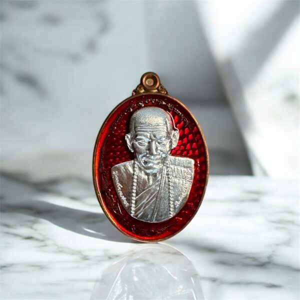 Phraya Pali Luang Pu Maha Sila Amulet 2024 - Nawaloha (Mix of 9 Metal) Red Enamel Paint with Silver mask